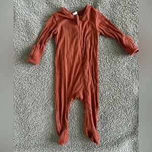 Kate QuinnRust Ribbed Baby Footie Pajamas